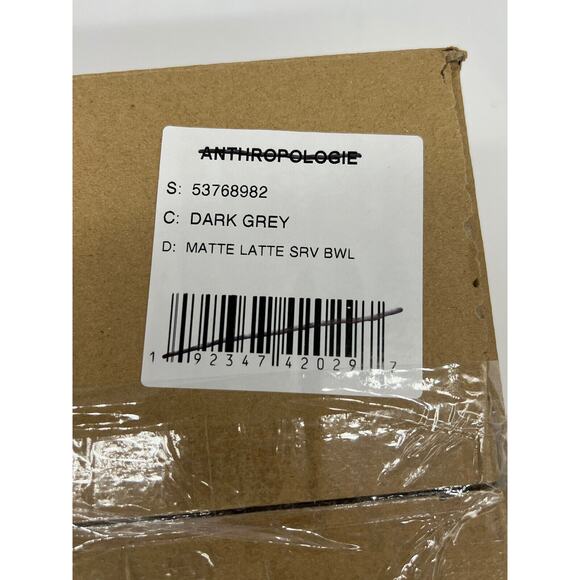 Anthropologie Matte Latte Serving Bowl Dark Grey New In Box - Picture 6 of 6